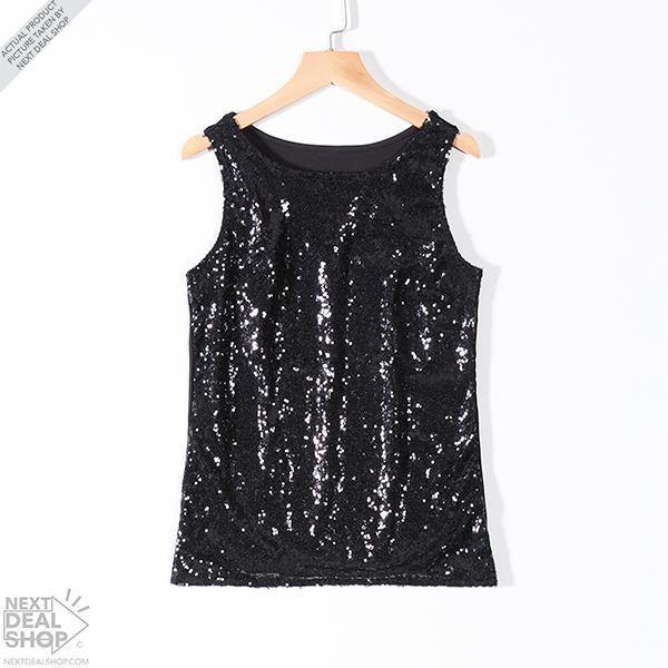 Camiseta de tirantes con lentejuelas slim para mujer