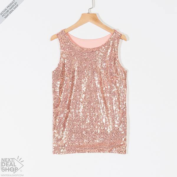 Camiseta de tirantes con lentejuelas slim para mujer