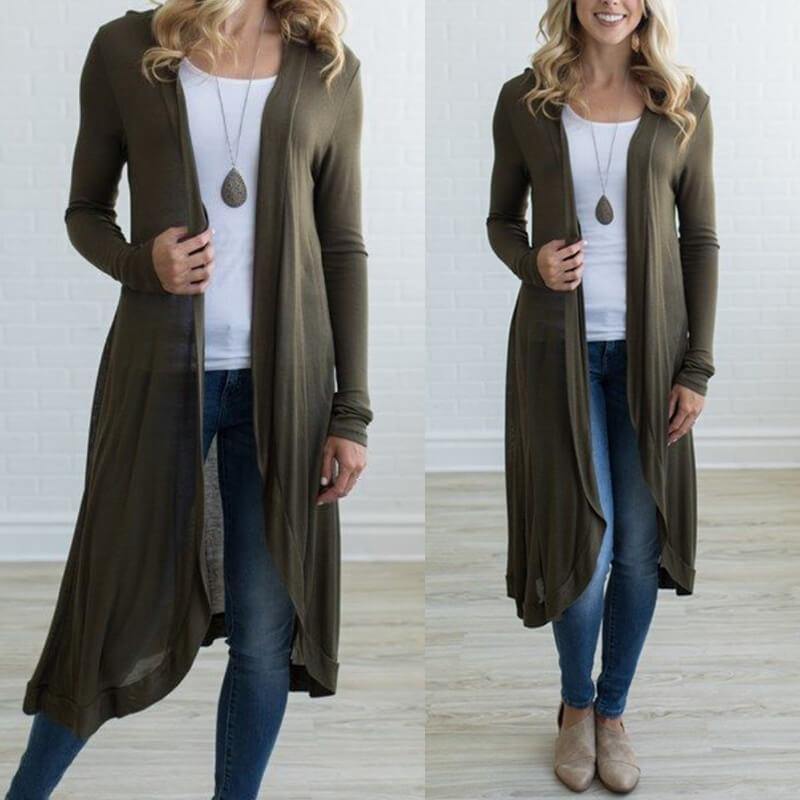 Cárdigan largo de punto para mujer (tipo duster)